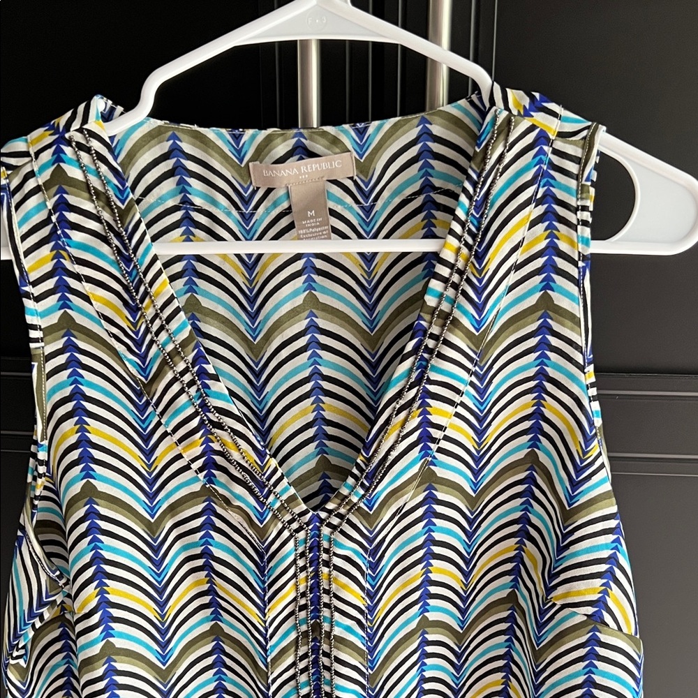 Banana Republic Blue Yellow Black Chevron Blouse